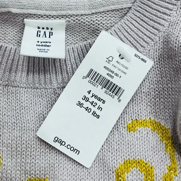 Baby Gap Reindeer Crewneck Sweater Size 4 NWT $35 - Picture 5 of 6